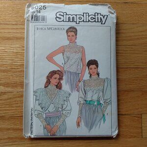 Vintage 80s Victorian Lace Blouse Sewing Pattern Size 14 Jessica McClintock 9025